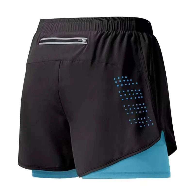 Men’s Quick-Dry Running Shorts with Double-Layer Support-Sky Blue / L(70-80kg)