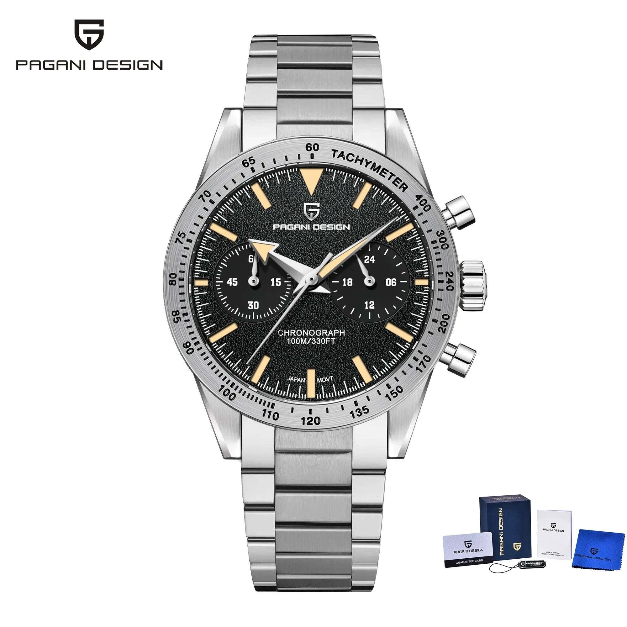 Men’s Retro Pilot Chronograph Watch Stainless Steel 10Bar Waterproof-Blue / GERMANY