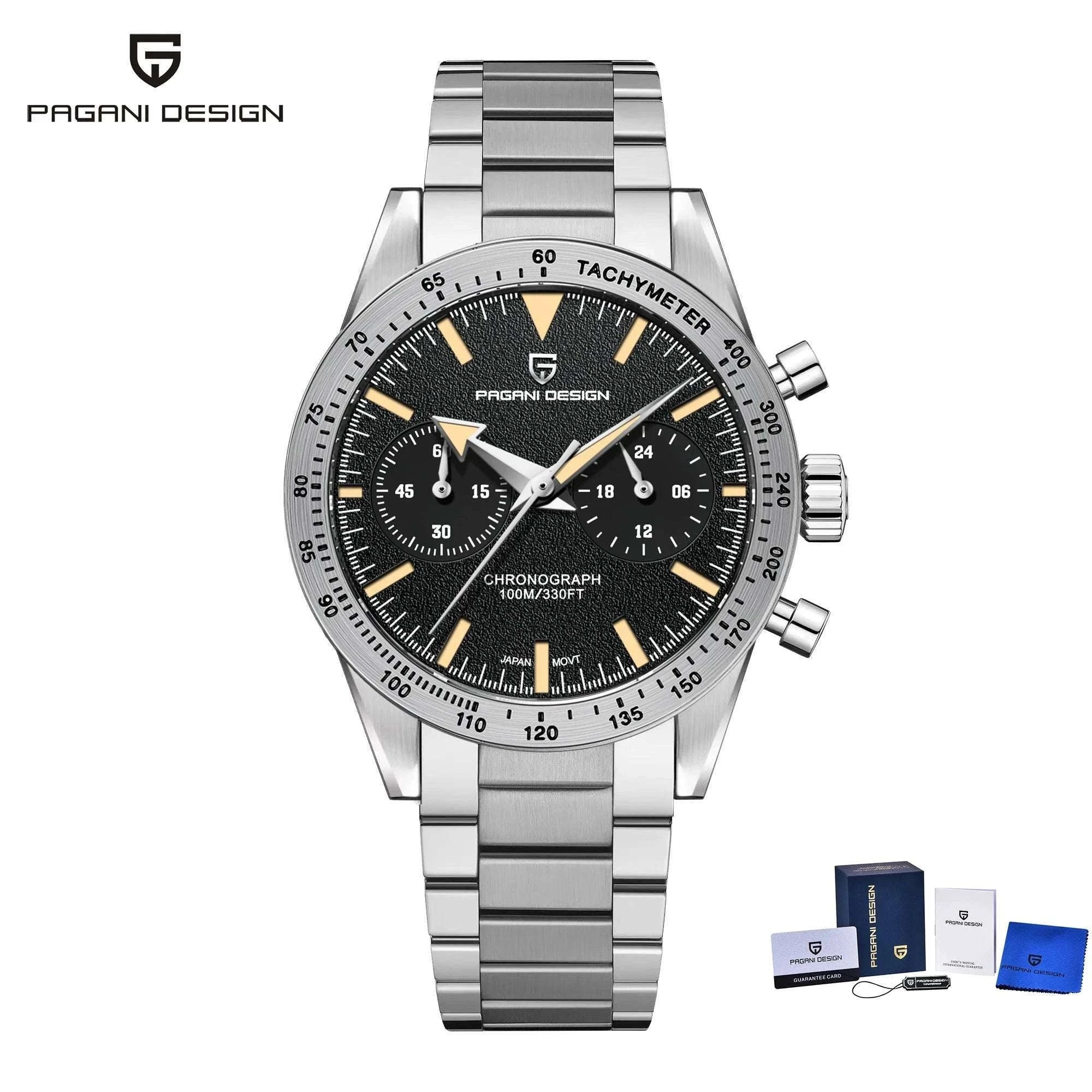 Men’s Retro Pilot Chronograph Watch Stainless Steel 10Bar Waterproof-Blue / GERMANY