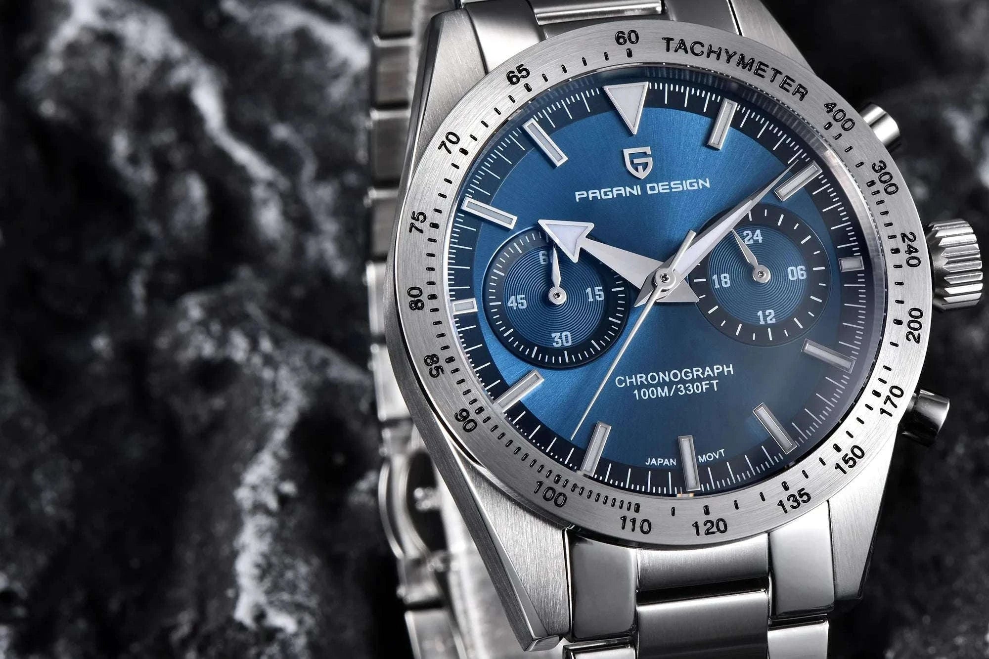 Men’s Retro Pilot Chronograph Watch Stainless Steel 10Bar Waterproof-Blue / GERMANY