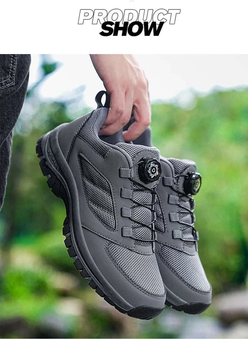 Men's Rotating Buckle Hiking Shoes for Spring and Autumn-black / 39