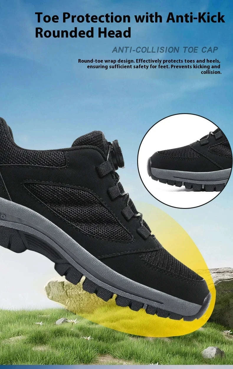 Men's Rotating Buckle Hiking Shoes for Spring and Autumn-black / 39