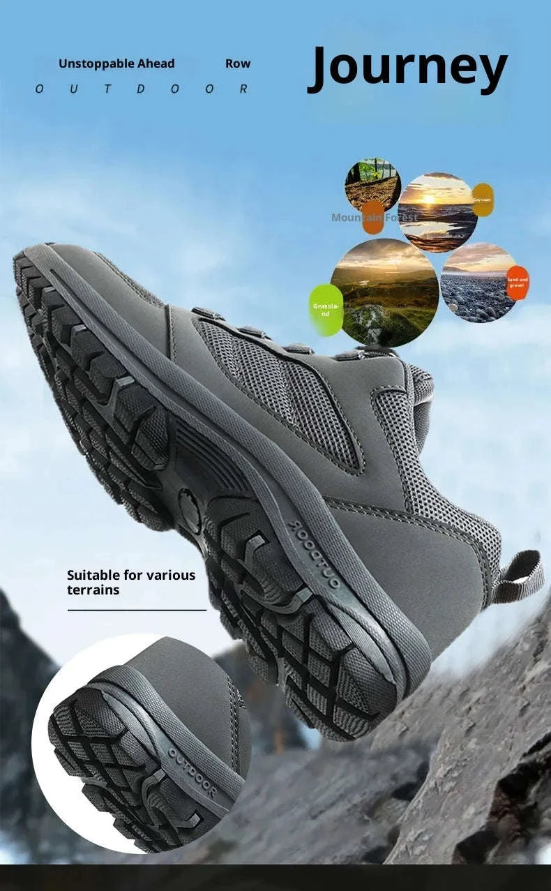 Men's Rotating Buckle Hiking Shoes for Spring and Autumn-black / 39