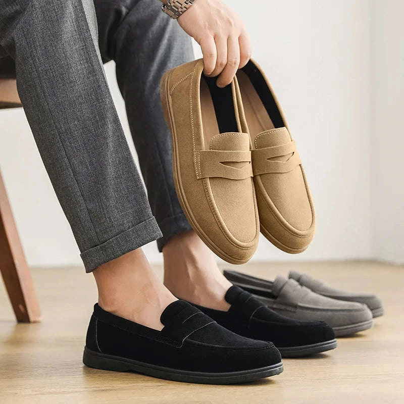 Men's Slip-On Loafers Lightweight Breathable Casual Walking Shoes-Khaki / 42 / China Mainland