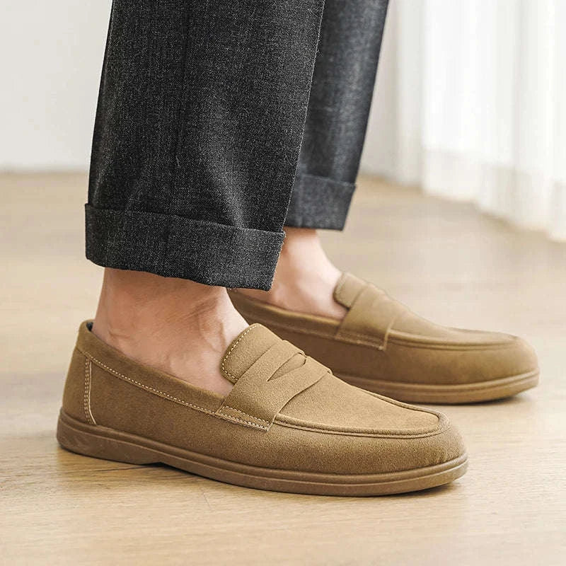 Men's Slip-On Loafers Lightweight Breathable Casual Walking Shoes-Khaki / 42 / China Mainland