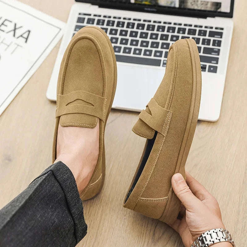 Men's Slip-On Loafers Lightweight Breathable Casual Walking Shoes-Khaki / 42 / China Mainland