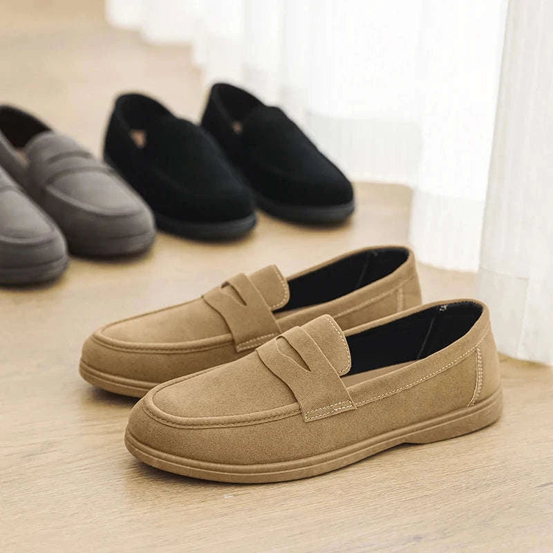 Men's Slip-On Loafers Lightweight Breathable Casual Walking Shoes-Khaki / 42 / China Mainland