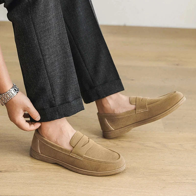 Men's Slip-On Loafers Lightweight Breathable Casual Walking Shoes-Khaki / 42 / China Mainland