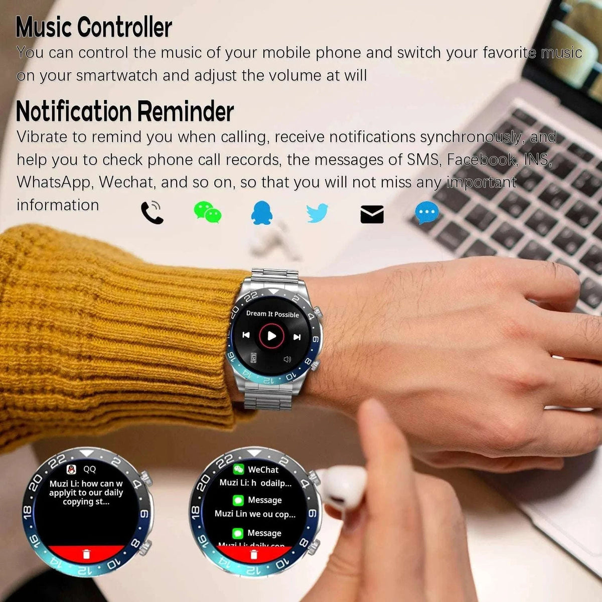 Men’s Smartwatch with AMOLED Display, Bluetooth Call & Fitness Tracking-Silver Black / United States