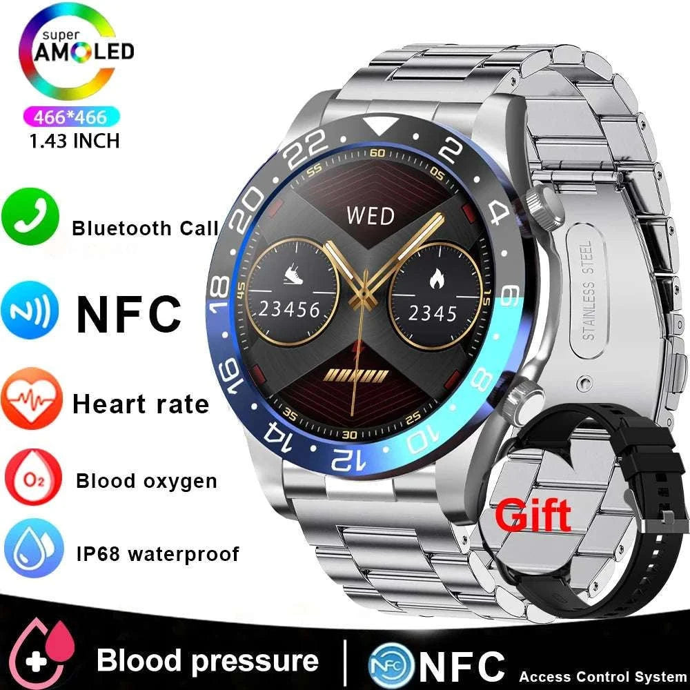 Men’s Smartwatch with AMOLED Display, Bluetooth Call & Fitness Tracking-Silver Black / United States