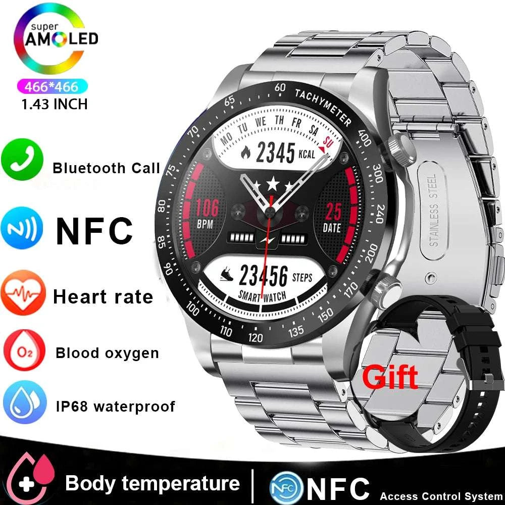 Men’s Smartwatch with AMOLED Display, Bluetooth Call & Fitness Tracking-Silver Black / United States