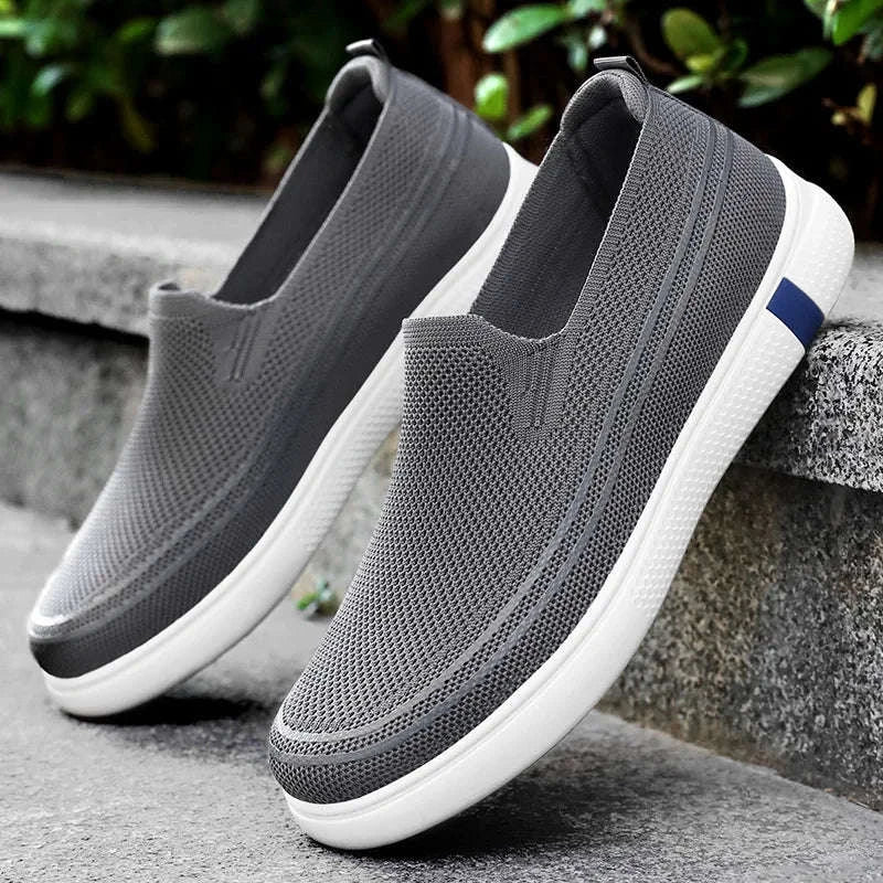 Men’s Spring Knitted Breathable Slip-On Casual Shoes-B-S22-Black / 39
