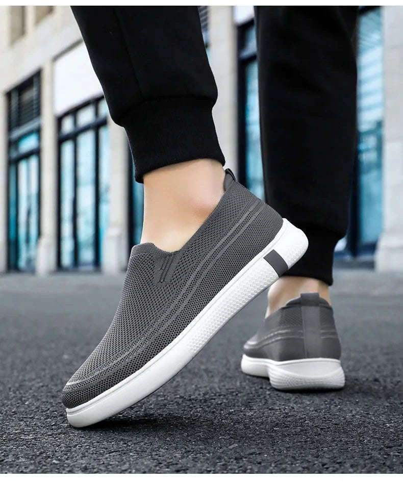 Men’s Spring Knitted Breathable Slip-On Casual Shoes-B-S22-Black / 39