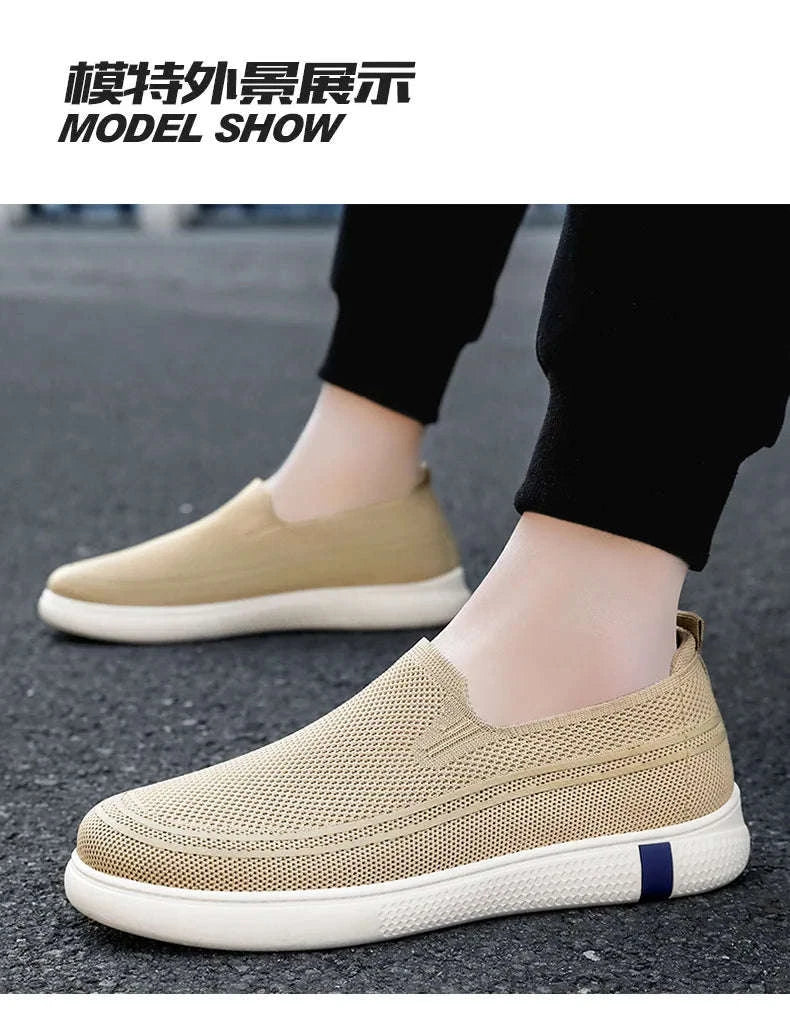 Men’s Spring Knitted Breathable Slip-On Casual Shoes-B-S22-Black / 39