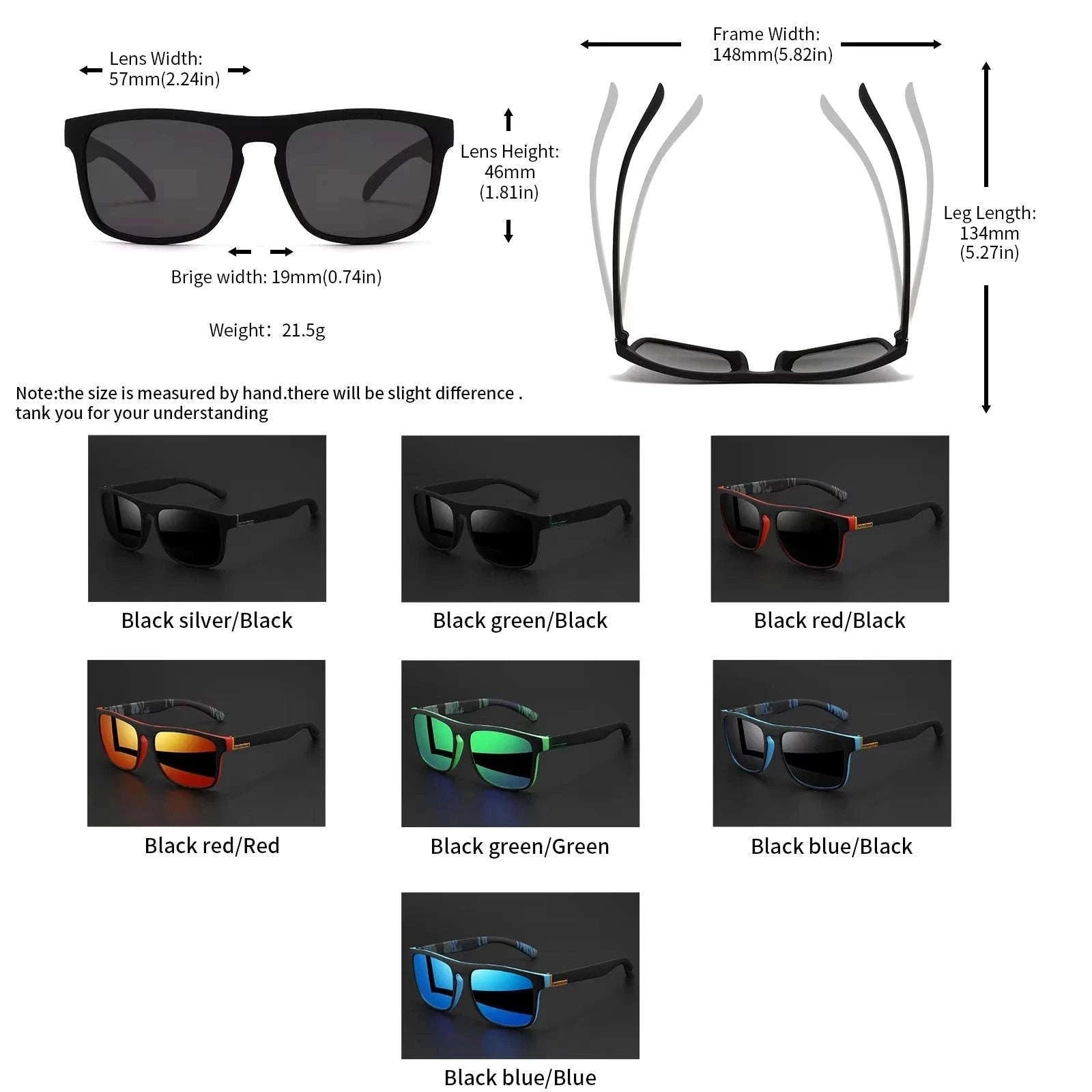 Men's Square Polarized Sunglasses with UV400 Protection-1PC-7