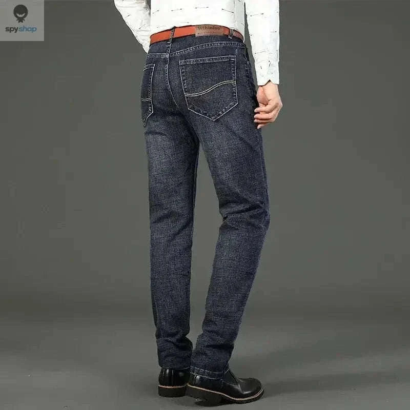 Men's Stretch Denim Jeans, Slim Straight Mid-Rise Fit-black / 30