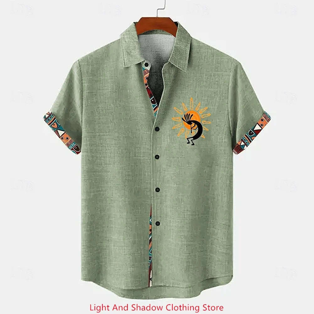 Men's Summer Short-Sleeve Linen Shirt-YMDXCSXY240 / 5XL