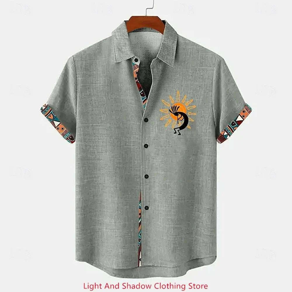 Men's Summer Short-Sleeve Linen Shirt-YMDXCSXY240 / 5XL