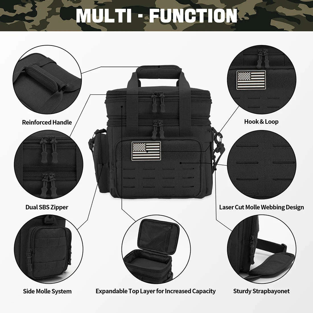 Men's Tactical Expandable Insulated Cooler Bag 18L Leak Proof Lunch Bag-army green / Poland