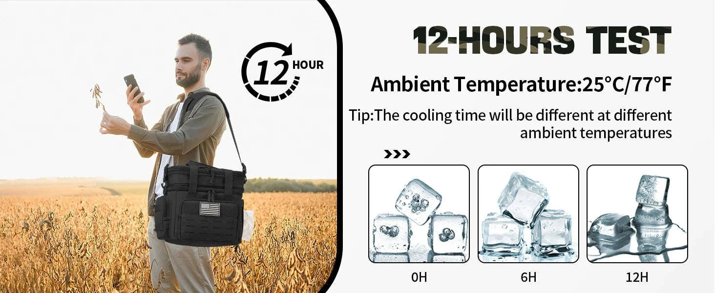 Men's Tactical Expandable Insulated Cooler Bag 18L Leak Proof Lunch Bag-army green / Poland