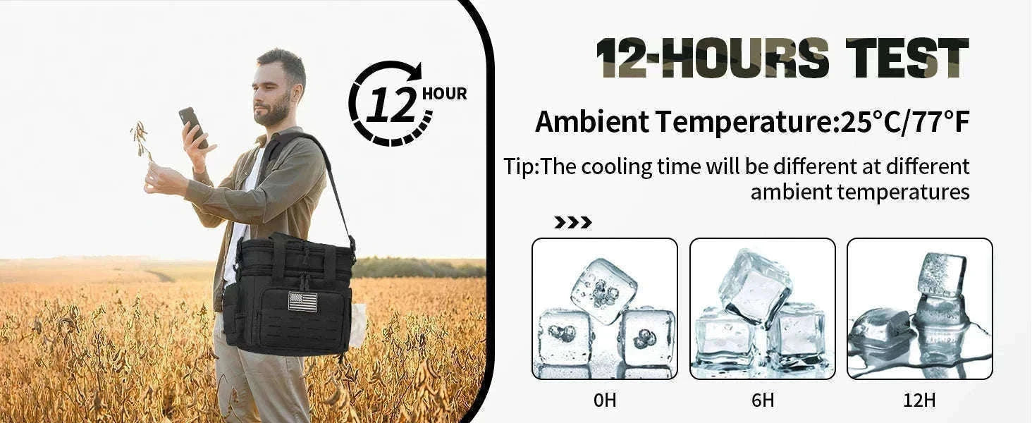 Men's Tactical Expandable Insulated Cooler Bag 18L Leak Proof Lunch Bag-army green / Poland
