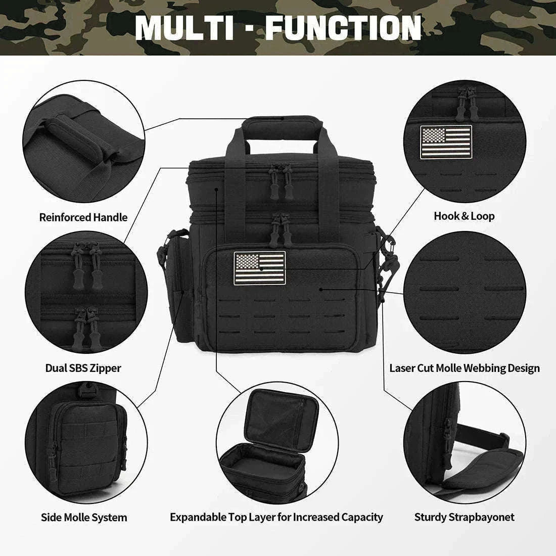 Men's Tactical Expandable Insulated Cooler Bag 18L Leak Proof Lunch Bag-army green / Poland