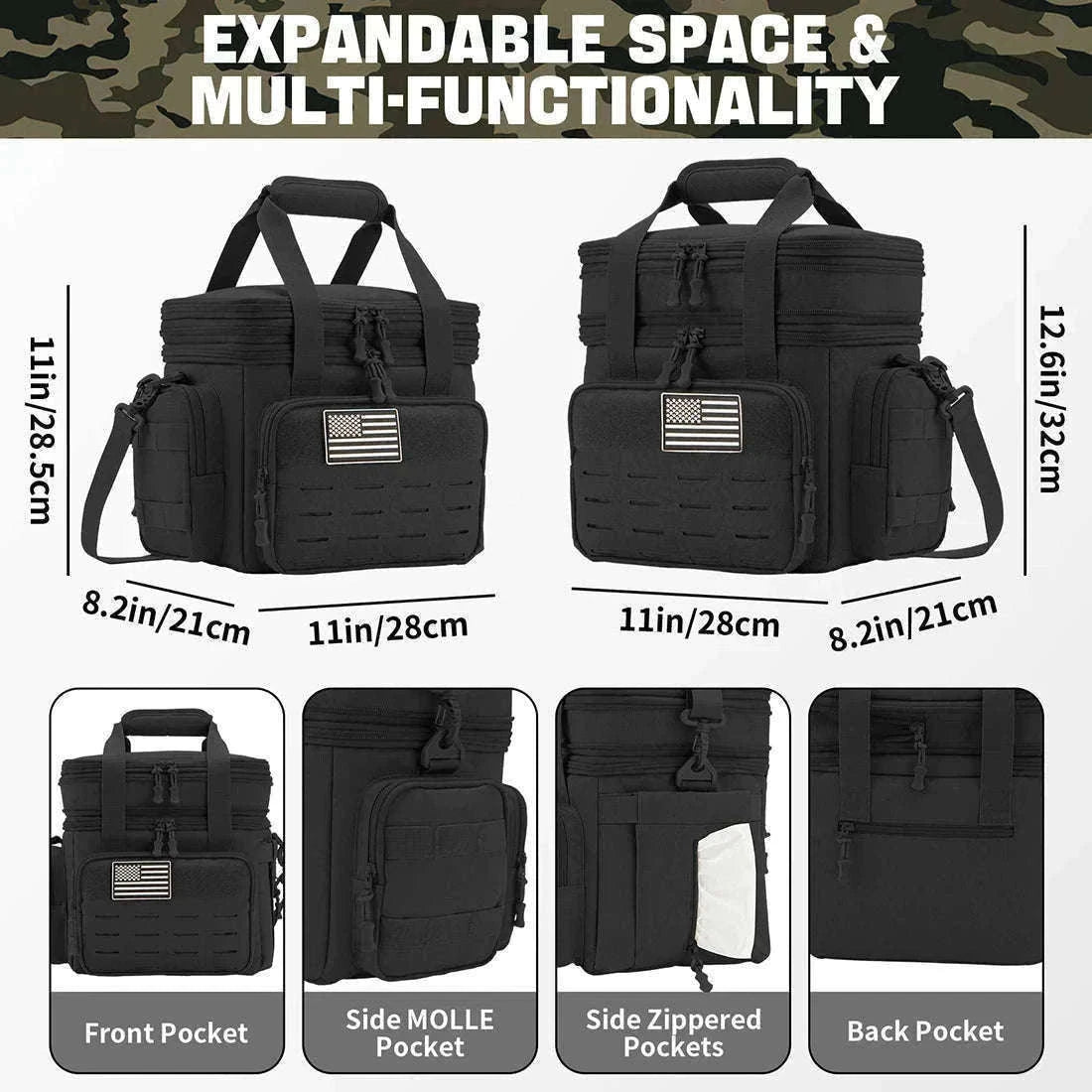 Men's Tactical Expandable Insulated Cooler Bag 18L Leak Proof Lunch Bag-army green / Poland