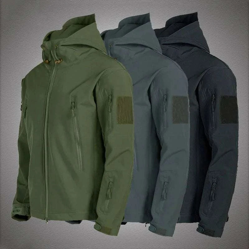 Men’s Tactical Waterproof Soft Shell Jacket with Hood – Windproof-Green SYP888 / M 57-65KG