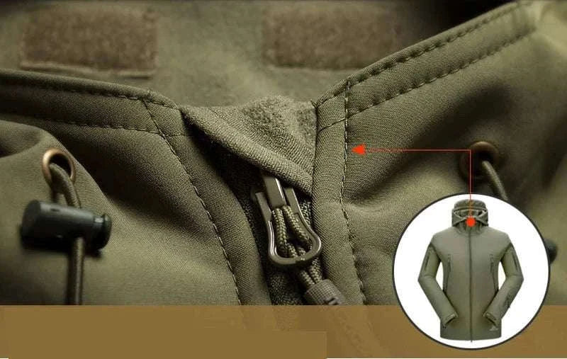 Men’s Tactical Waterproof Soft Shell Jacket with Hood – Windproof-Green SYP888 / M 57-65KG