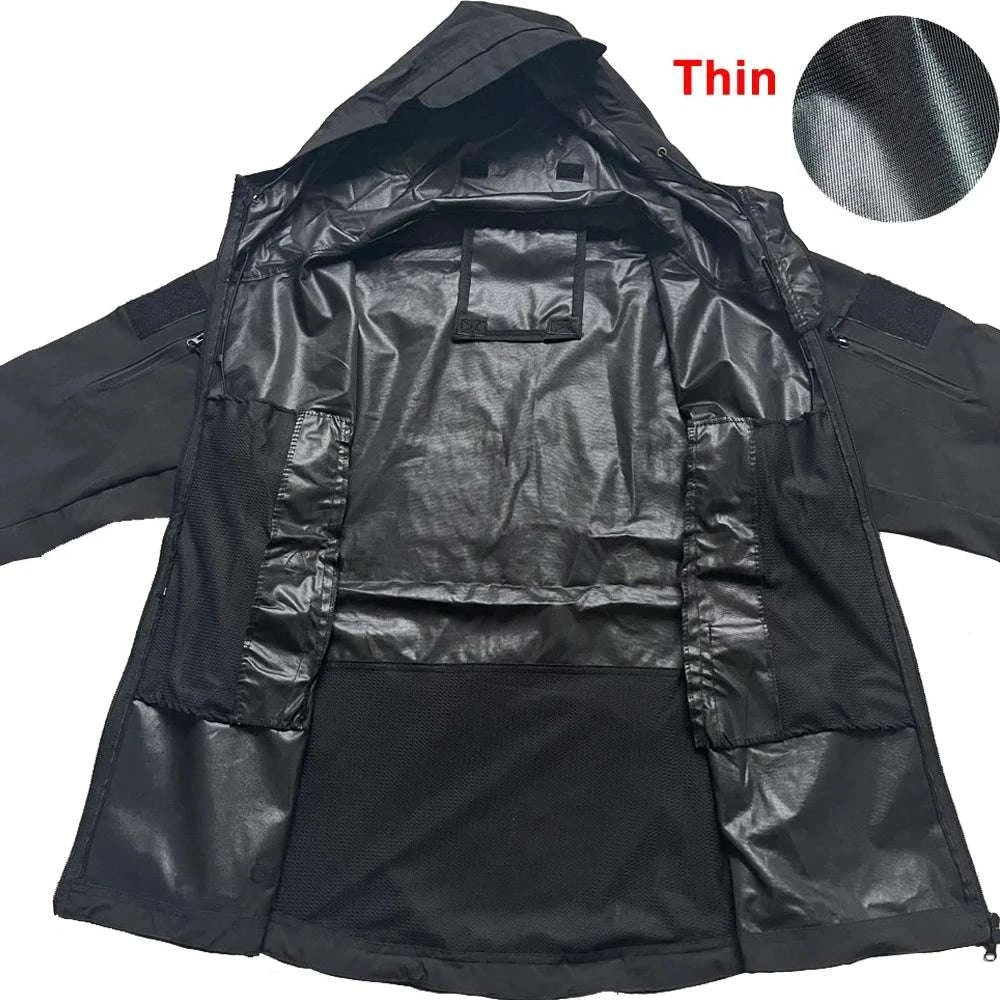 Men’s Tactical Waterproof Soft Shell Jacket with Hood – Windproof-Green SYP888 / M 57-65KG