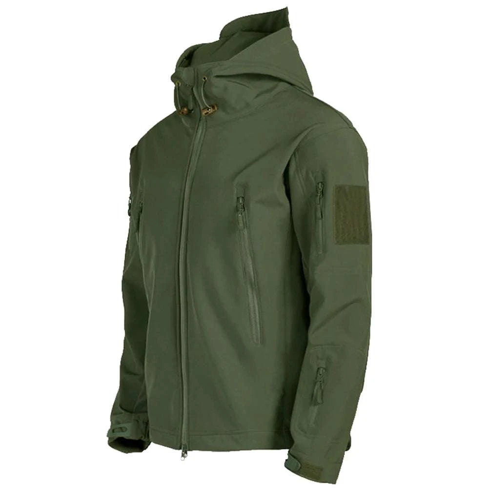 Men’s Tactical Waterproof Soft Shell Jacket with Hood – Windproof-Green SYP888 / M 57-65KG