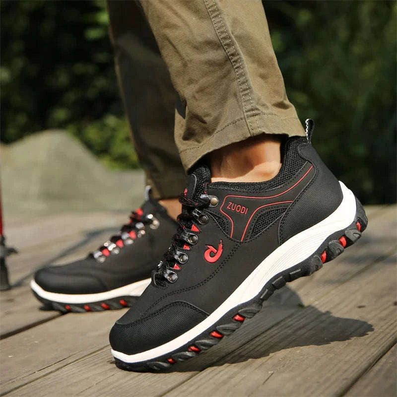 Men's Waterproof Anti-Slip Leather Hiking Shoes-692--Yellow / 46