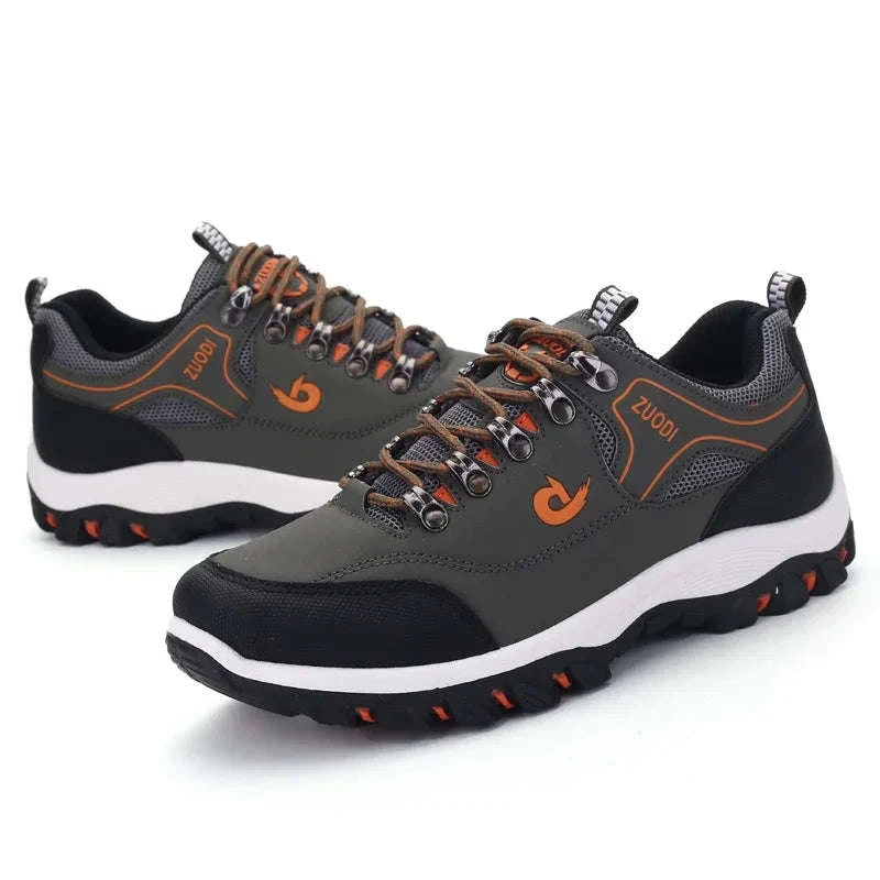 Men's Waterproof Anti-Slip Leather Hiking Shoes-692--Yellow / 46