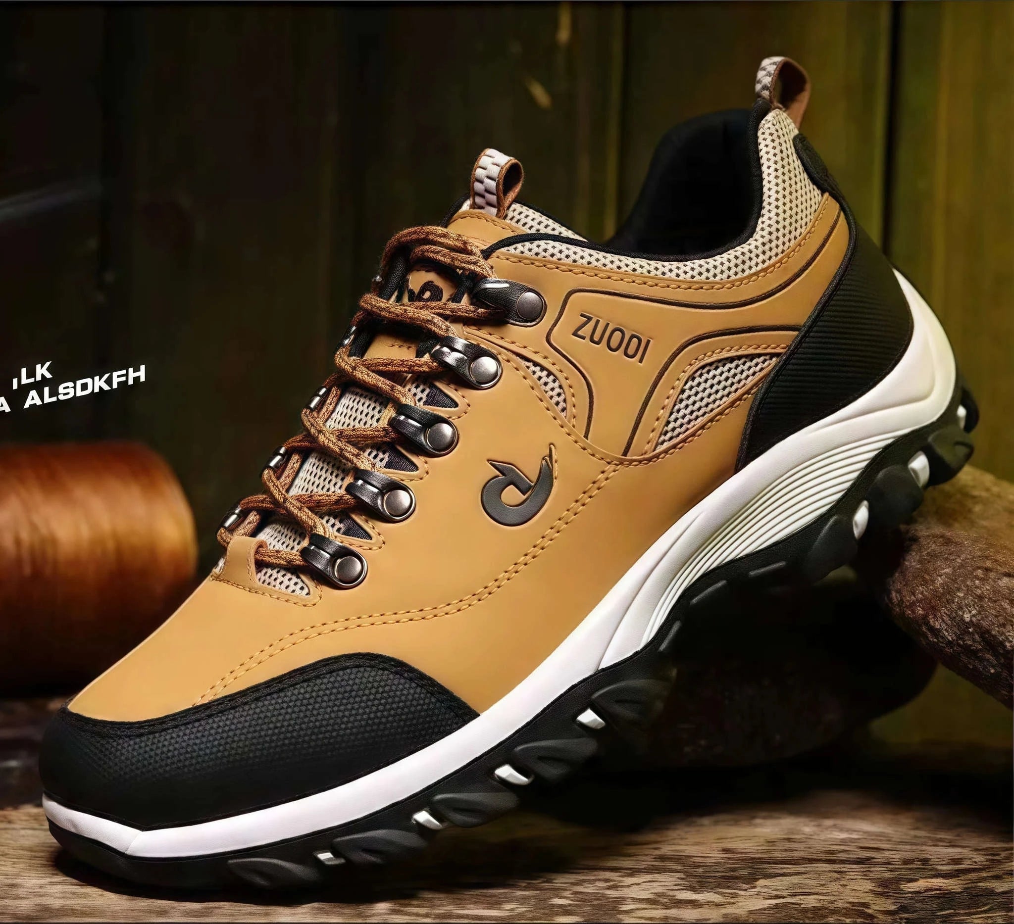 Men’s Waterproof PU Leather Hiking Shoes-Army green / 40