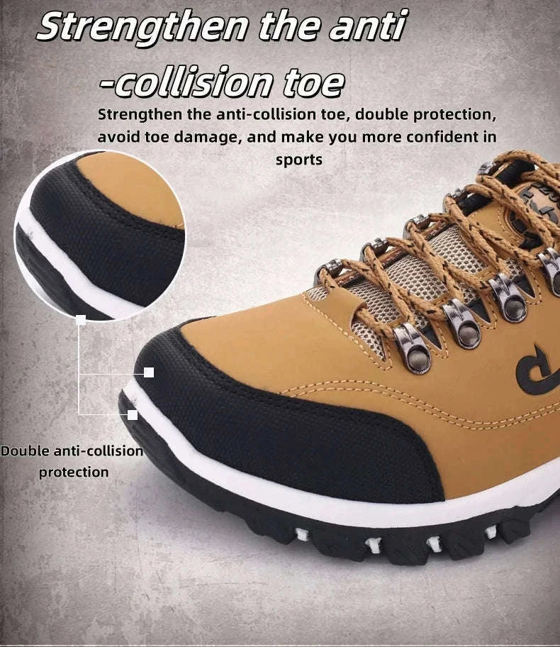 Men’s Waterproof PU Leather Hiking Shoes for Wet Trails-Army green / 40
