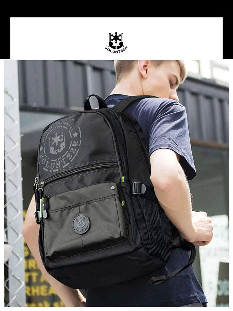 Men's Waterproof Travel Backpack with Multi‑Pocket Design-Grey(Large)