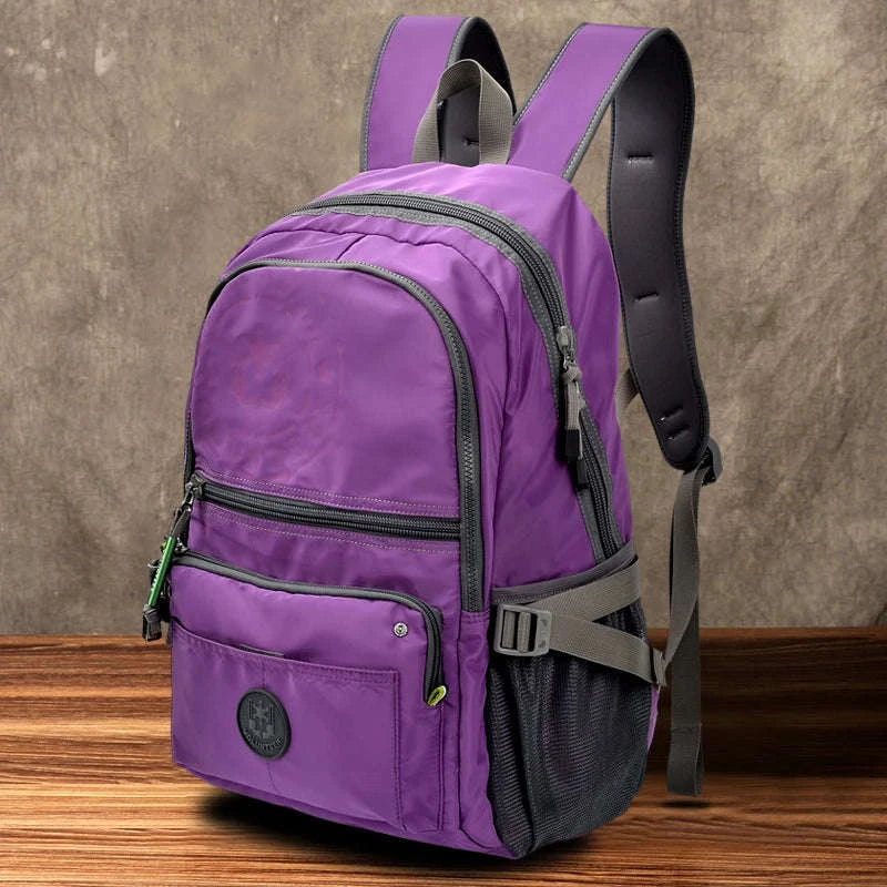 Men's Waterproof Travel Backpack with Multi‑Pocket Design-Purple(Large)