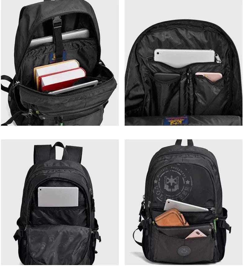 Men's Waterproof Travel Backpack with Multi-Pocket Storage-Grey(Large)