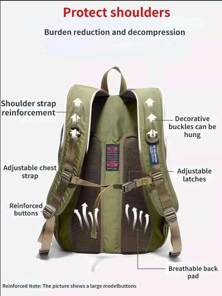 Men's Waterproof Travel Backpack with Multi-Pocket Storage-Grey(Large)