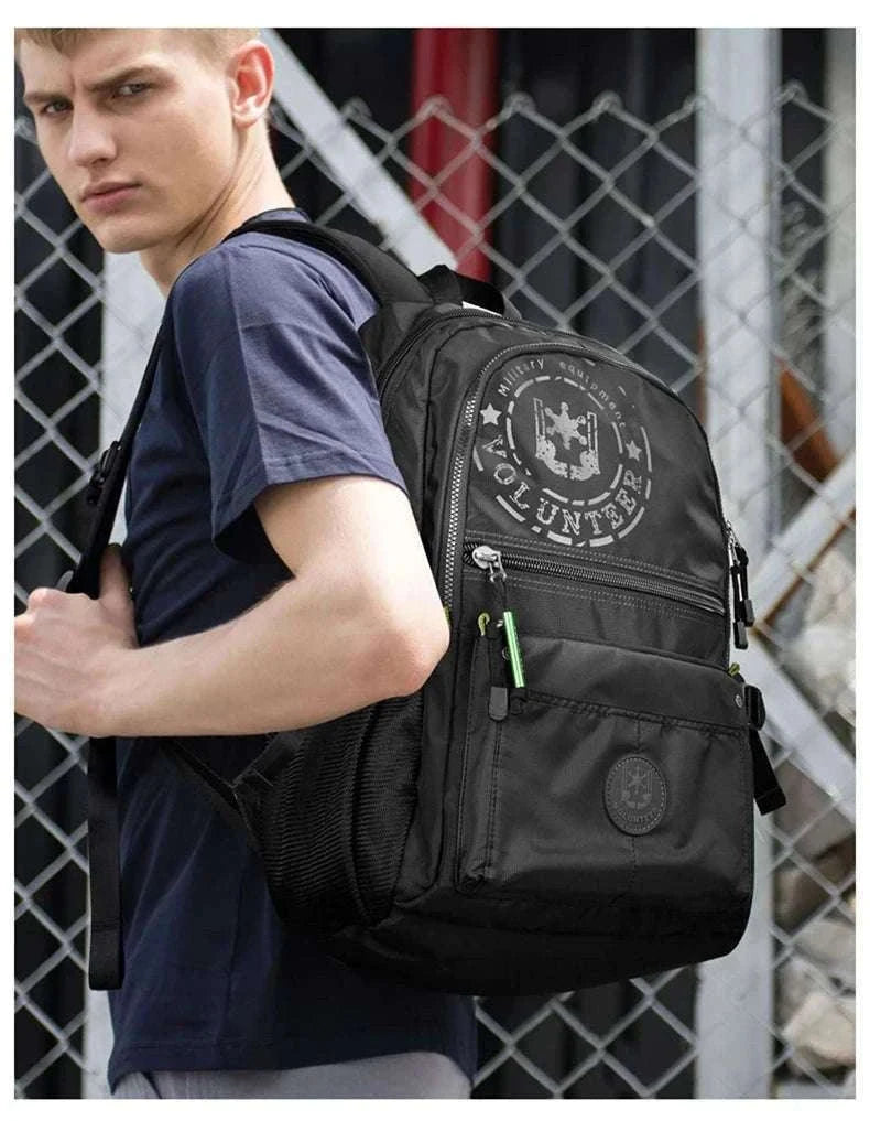 Men's Waterproof Travel Backpack with Multi-Pocket Storage-Grey(Large)
