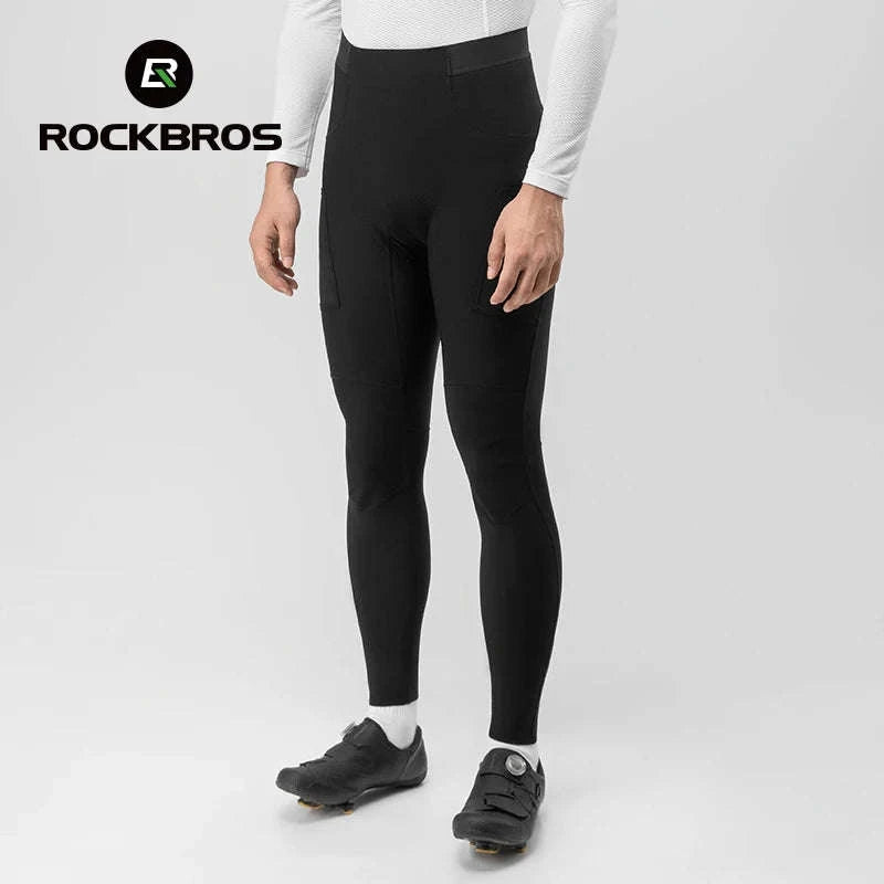 Men’s Winter Cycling Pants Windproof Fleece Trousers with Cushion-YDCK007-1 / Asian 3XL(EUR 2XL)