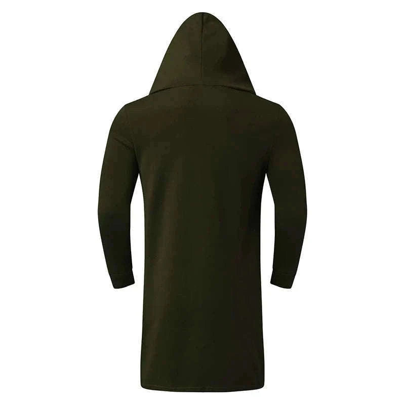 Men's Winter Hooded Cardigan Trench Coat-Green thickened / XL / Pack of 1