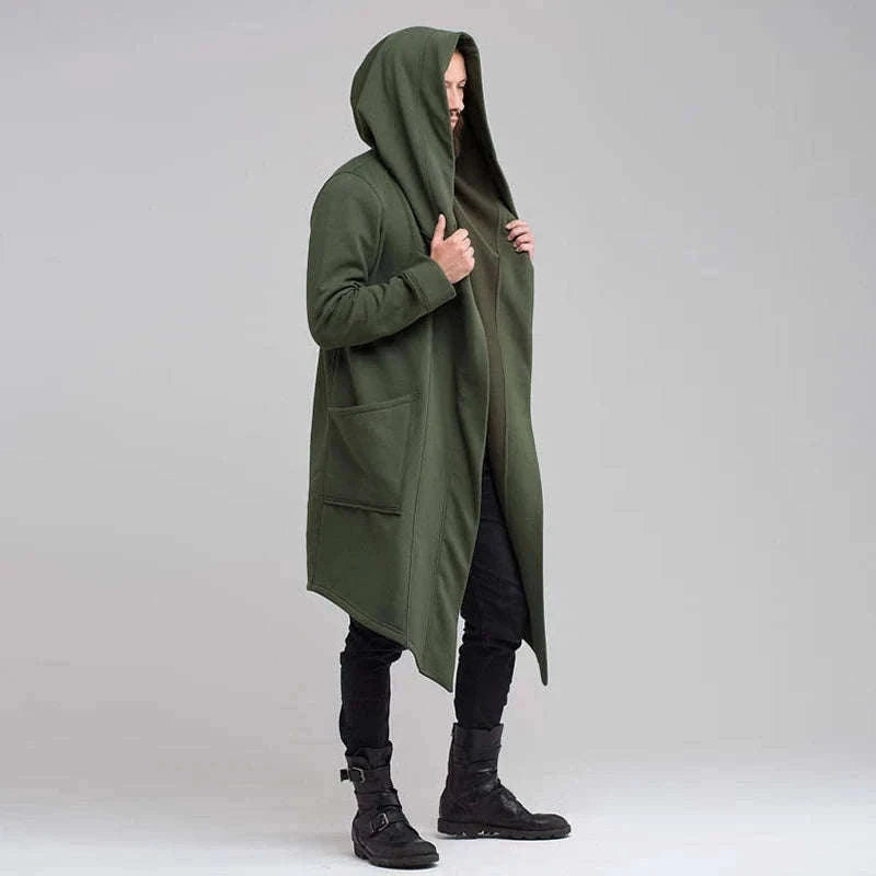 Men's Winter Hooded Cardigan Trench Coat-Green thickened / XL / Pack of 1