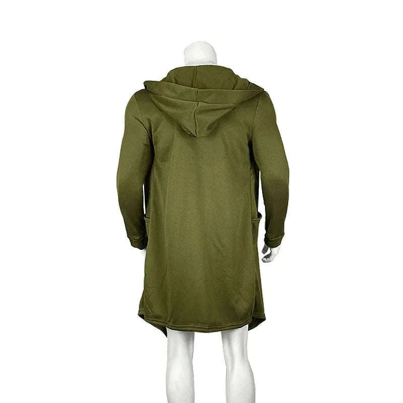 Men's Winter Hooded Cardigan Trench Coat-Green thickened / XL / Pack of 1
