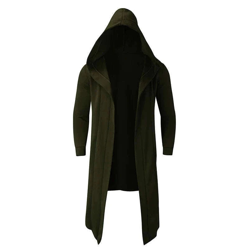 Men's Winter Hooded Cardigan Trench Coat-Green thickened / XL / Pack of 1