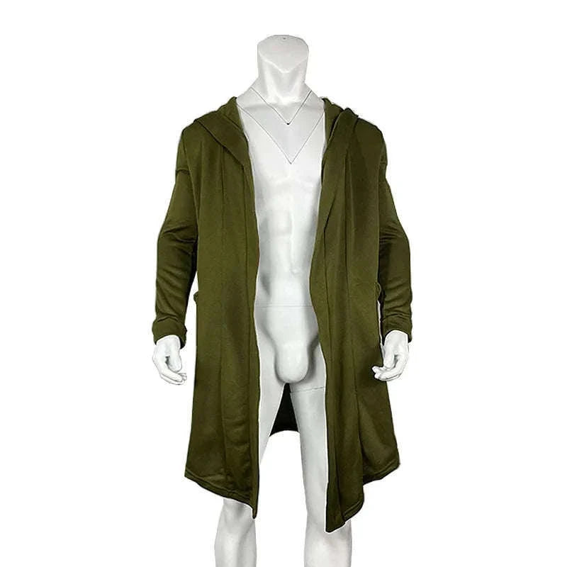 Men's Winter Hooded Cardigan Trench Coat-Green thickened / XL / Pack of 1