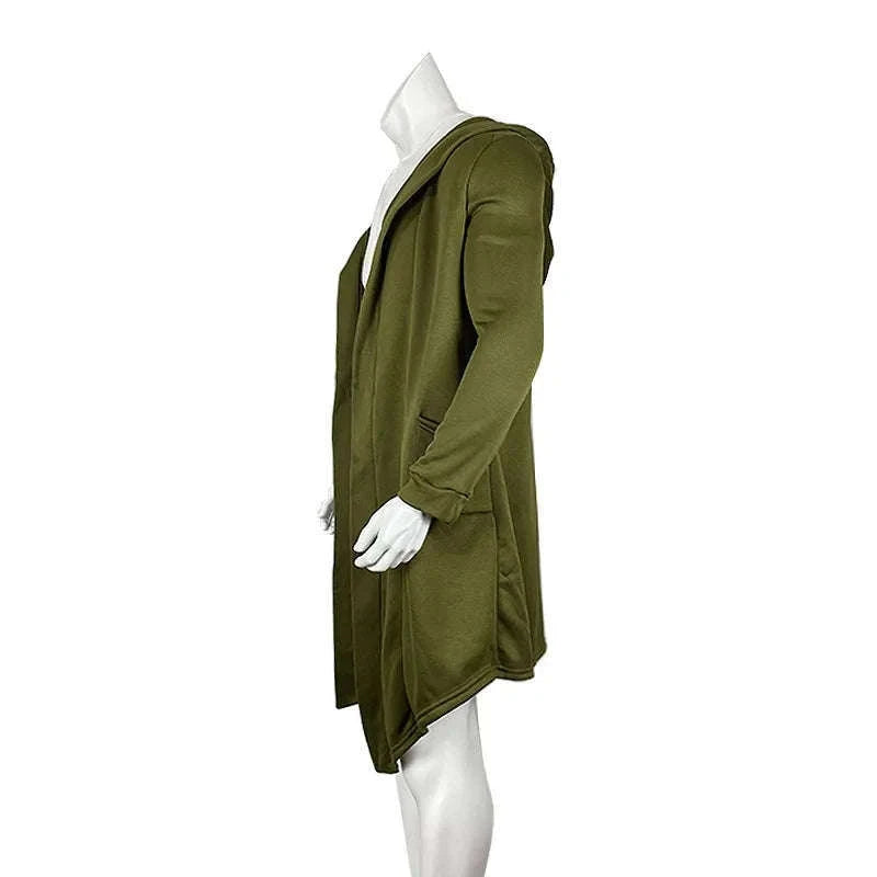 Men's Winter Hooded Cardigan Trench Coat-Green thickened / XL / Pack of 1