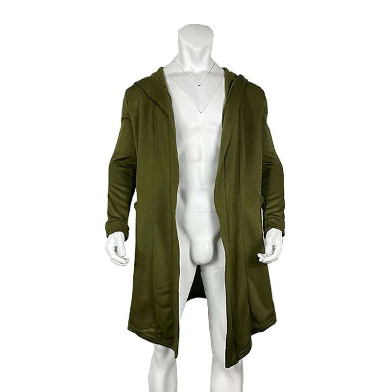Men's Winter Hooded Cardigan Trench Coat-green / XXL / Pack of 1