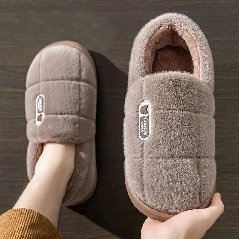 Men's Winter Plush Wrap-Heel Slippers for Indoor Comfort-brown / 36-37