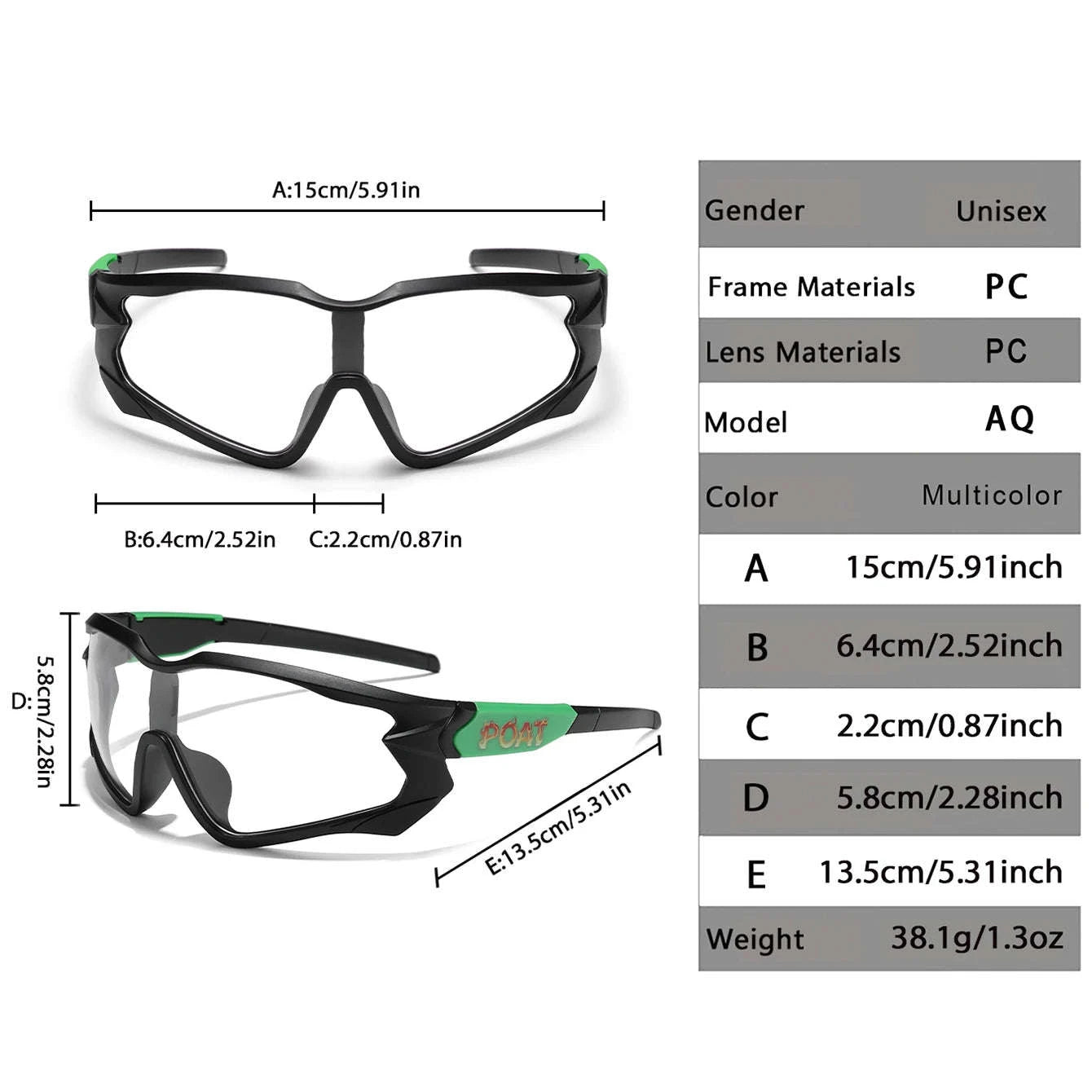 Men Women Photochromic Motorcycle Glasses for Outdoor Sports-AQ16 / China Mainland